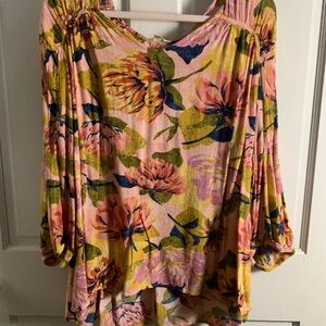 Terra & Sky Floral Blouse in Pink and Yellow